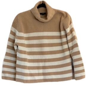 J.Crew Wool Cashmere Striped Turtleneck Sweater Size S Oversized Flared Cuffs